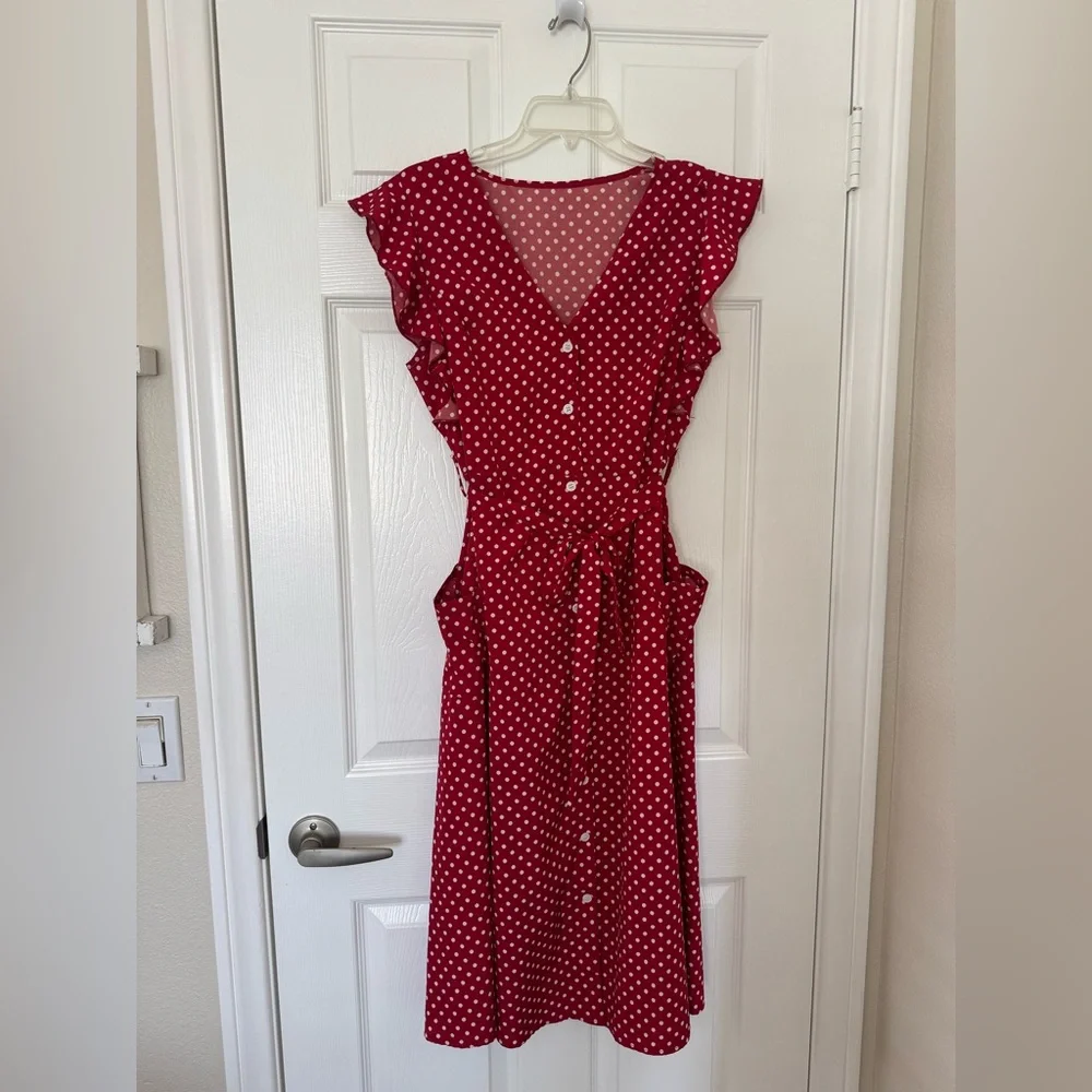 Polka Dot Red Dress - Picture 1 of 4